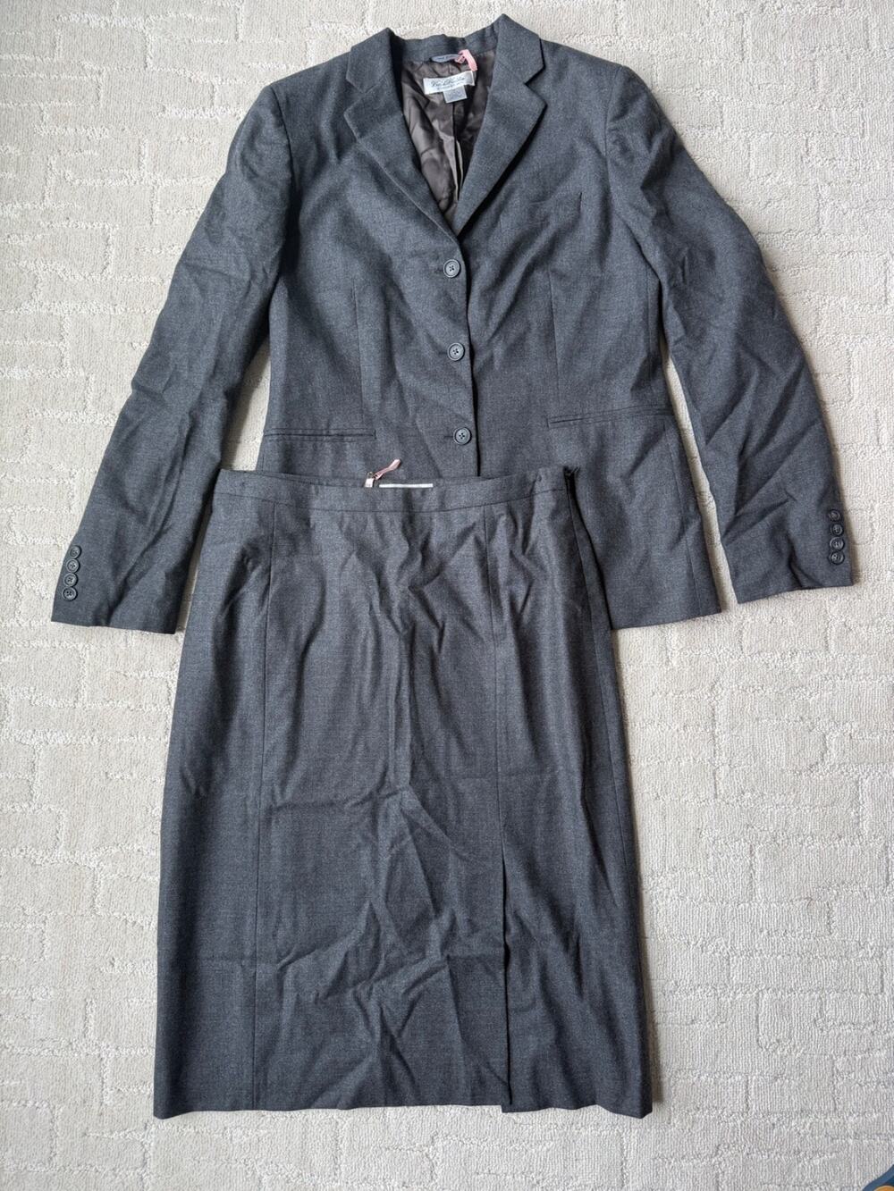 Brooks Brothers Wool Suit Set Blazer 10 Skirt 12 Italy Single Breasted